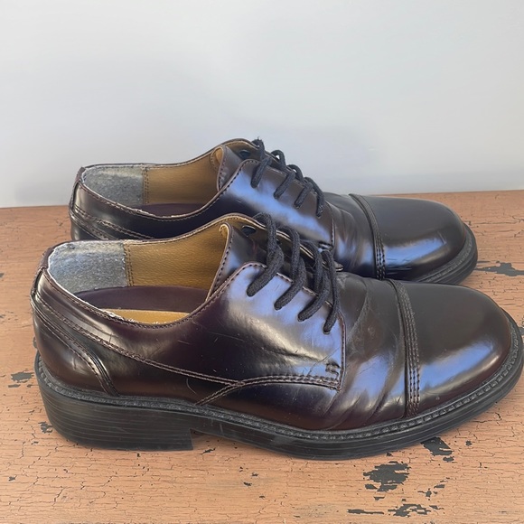 Vintage Penmans Round Toe Oxford Mens Shoes Black Cherry Size 7 men Size 8 women - Picture 1 of 13